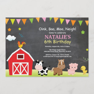 Chalkboard Farm Anniversaire Invitation Barnyard P