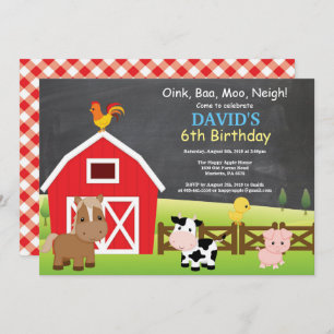 Chalkboard Farm Birthday Invitation Barnyard Party