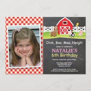 Chalkboard Farm Birthday Invitation Barnyard Party