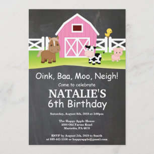 Chalkboard Farm Birthday Invitation Barnyard Party