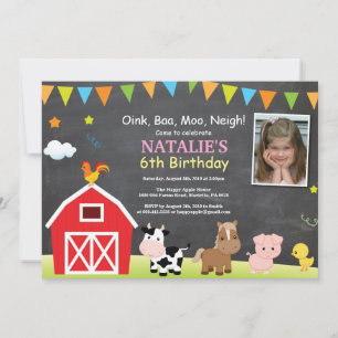 Chalkboard Farm Birthday Invitation Barnyard Party
