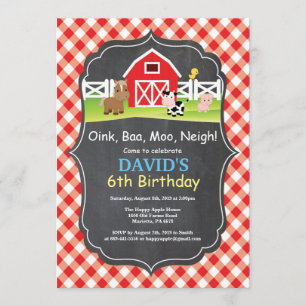 Chalkboard Farm Birthday Invitation Barnyard Party