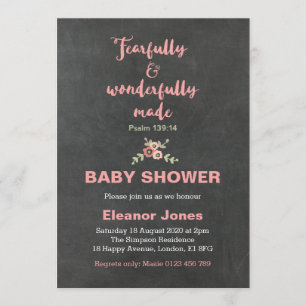 Chalkboard Fearfully and Wonderfully Shower Invite