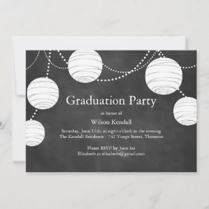 Chalkboard Fête Lanternes Graduation Invitation