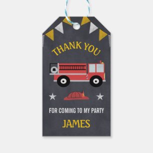 Chalkboard Fire Engine Favour tag