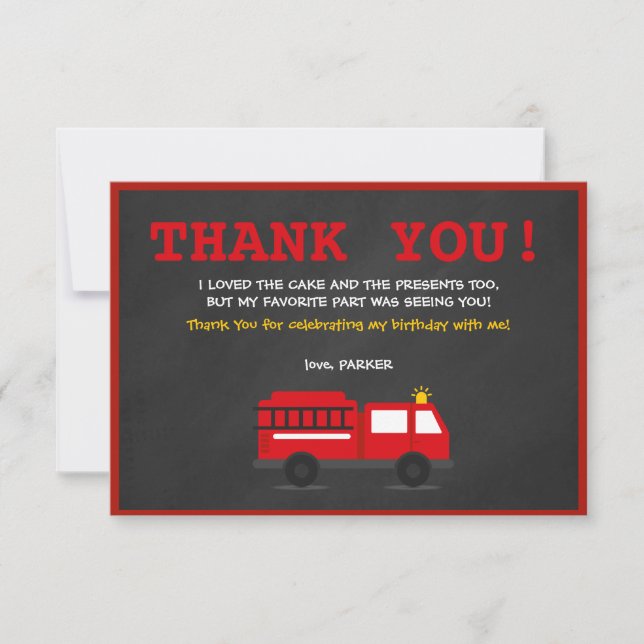 Chalkboard Fire Fighter Anniversaire Carte de reme (Devant)