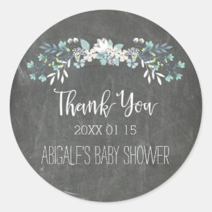 Chalkboard Floral Baby Shower Favour Stickers