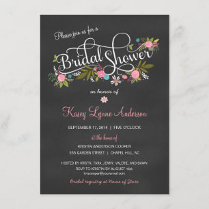 Chalkboard Floral Bridal Shower Invitations