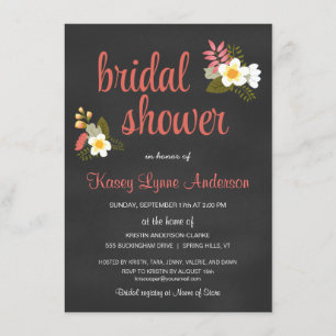 Chalkboard Floral Bridal Shower Invitations