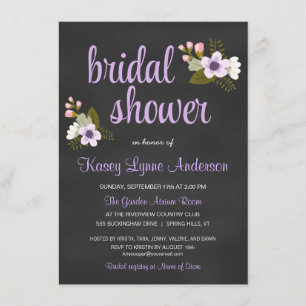 Chalkboard Floral Bridal Shower Invitations