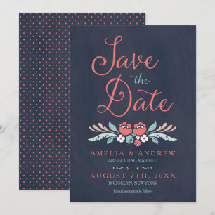Chalkboard Floral Enregistrer la carte Date