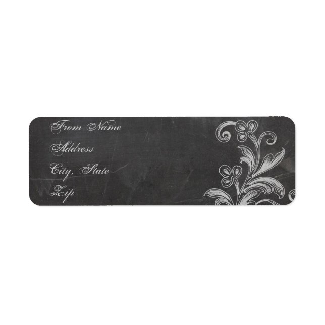 Chalkboard Floral Étiquette de adresse (Devant)