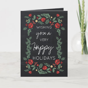 chalkboard floral garden holiday greeting card