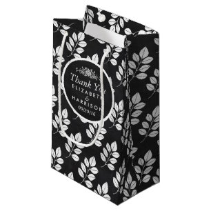 Chalkboard Floral Leaf Wedding Favour Small Gift Bag