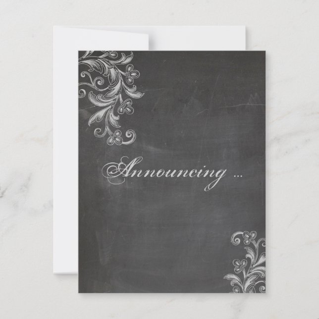 Chalkboard Floral Marriage Announcement (Front)