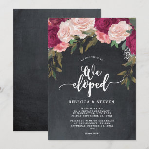 chalkboard floral modern we eloped invitation