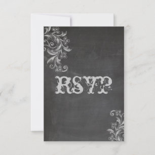 Chalkboard Floral RSVP Wedding Invitation