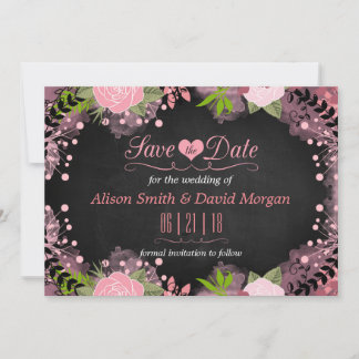 Chalkboard floral Save the date