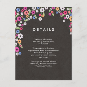 Chalkboard Floral Wedding Insert Cards
