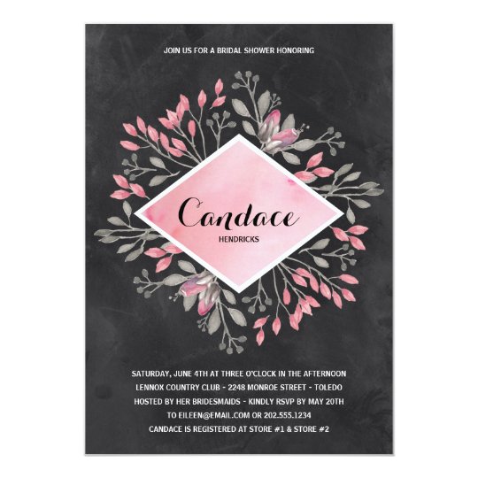 Chalkboard Florals | Watercolor Bridal Shower Card