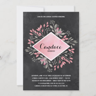 Chalkboard Florals   Watercolor Bridal Shower Invitation