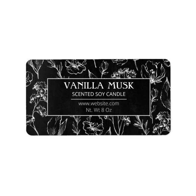 Chalkboard Flower And Herb Candle Labels (Front)