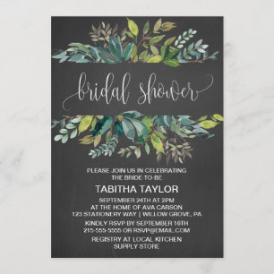 Chalkboard Foliage Bridal Shower Invitation