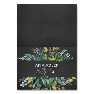 Chalkboard Foliage Escort Place Cards