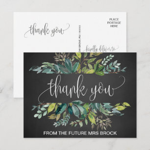 Chalkboard Foliage Thank You Postcard