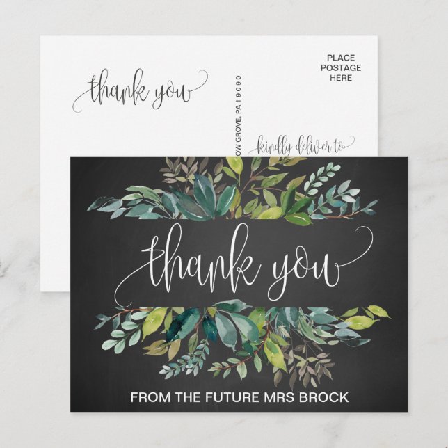 Chalkboard Foliage Thank You Postcard (Front/Back)