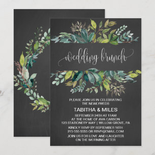 Chalkboard Foliage Wedding Brunch Invitation