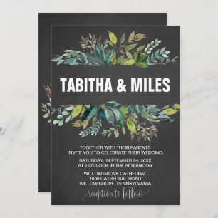 Chalkboard Foliage Wreath Backing Wedding Card