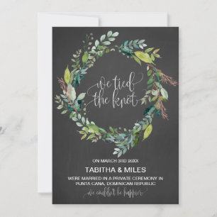 Chalkboard Foliage Wreath Elopement Announcement