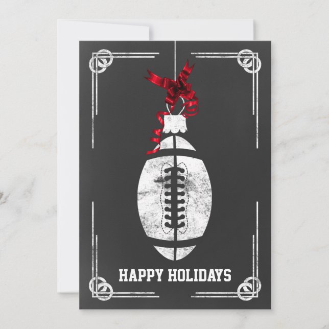 chalkboard football player Christmas Cards (Front)