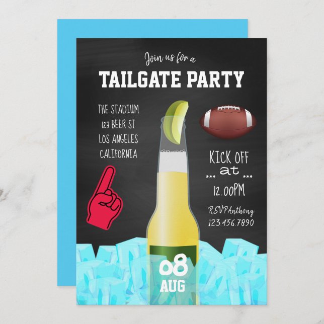 Chalkboard Football Tailgate Party Invitation (Front/Back)