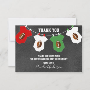 Chalkboard FOOTBALL Theme THANK YOU baby shower Card
