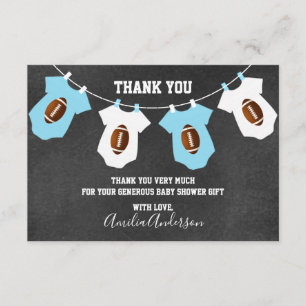 Chalkboard FOOTBALL Theme THANK YOU baby shower Card