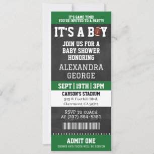 Chalkboard Football Ticket Baby Shower Invitation
