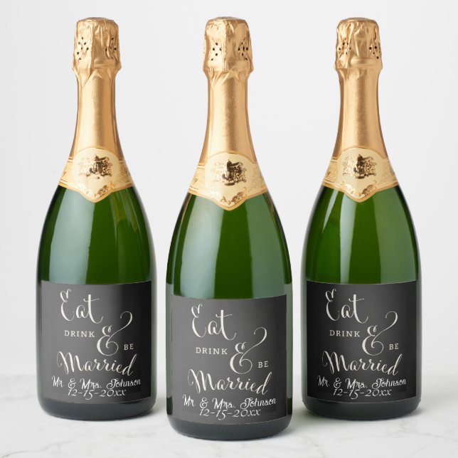 Chalkboard Forever and Always Champagne Labels (Bottles)