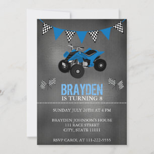 Chalkboard Four Wheeler, ATV Birthday Invitation