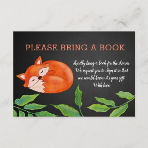 Chalkboard   Fox    Bring A Book   Baby Shower Invitation