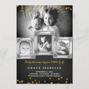 Chalkboard Frame Confetti Baby Faire-part de naiss