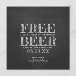 Chalkboard Free Beer Funny Save The Date Card