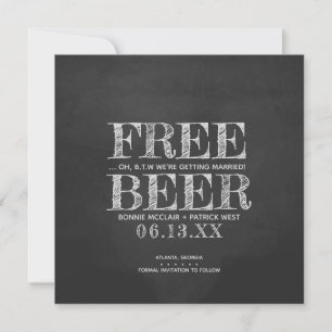 Chalkboard Free Beer Funny Save The Date Card