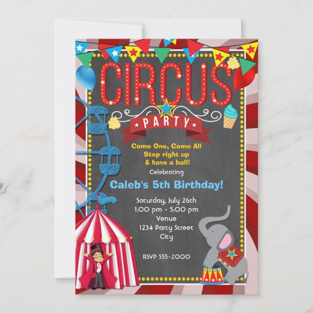 Chalkboard Fun Carnival Annival Fête Invitation (Devant)