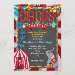 Chalkboard Fun Carnival Birthday Party Invitation