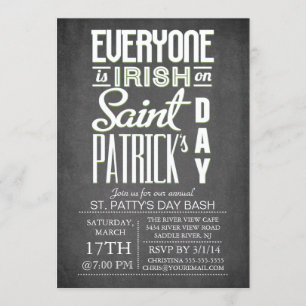 Chalkboard Fun Typography St. Patrick's Day Party Invitation