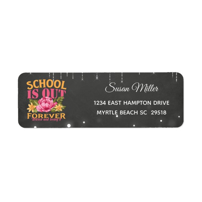 Chalkboard Funny Enseignant Floral Retraite Adress (Devant)
