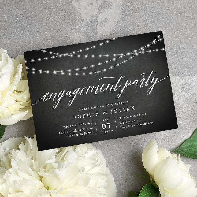 Chalkboard Garland Engagement Party Invitation (Creator Uploaded)