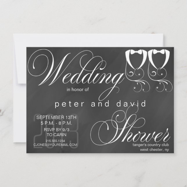 Chalkboard Gay Wedding Shower Invitation (Front)